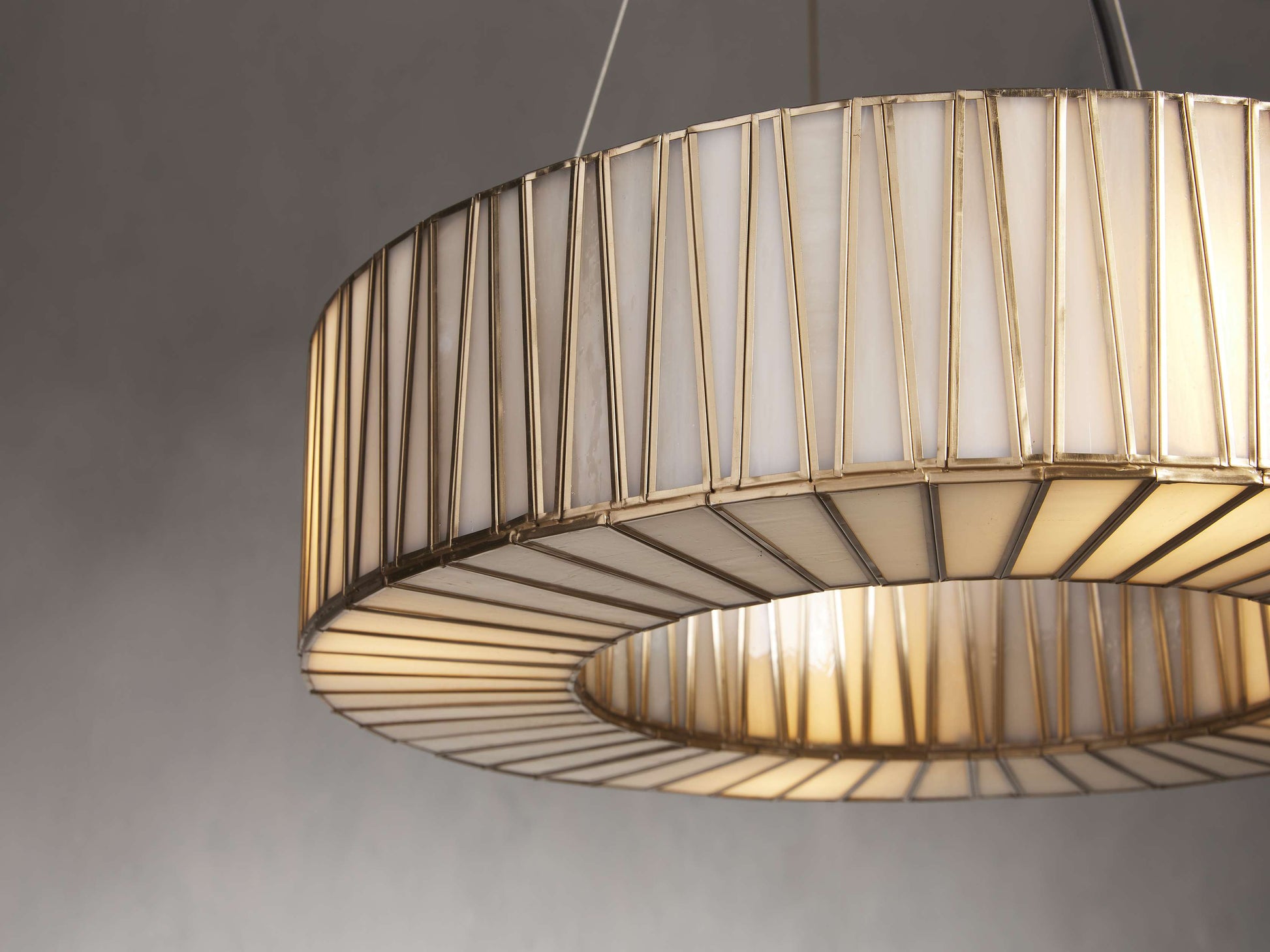 Mid-Century Blown Glass Cable Chandelier
