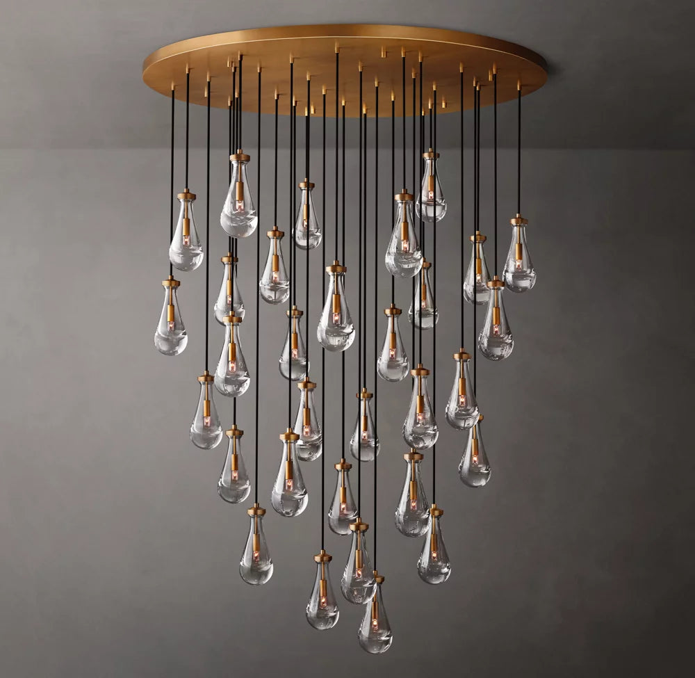 Monumental Artisan Glass Rain Chandelier