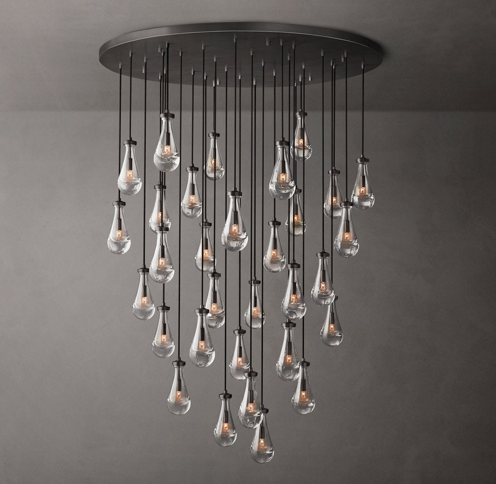Monumental Artisan Glass Rain Chandelier