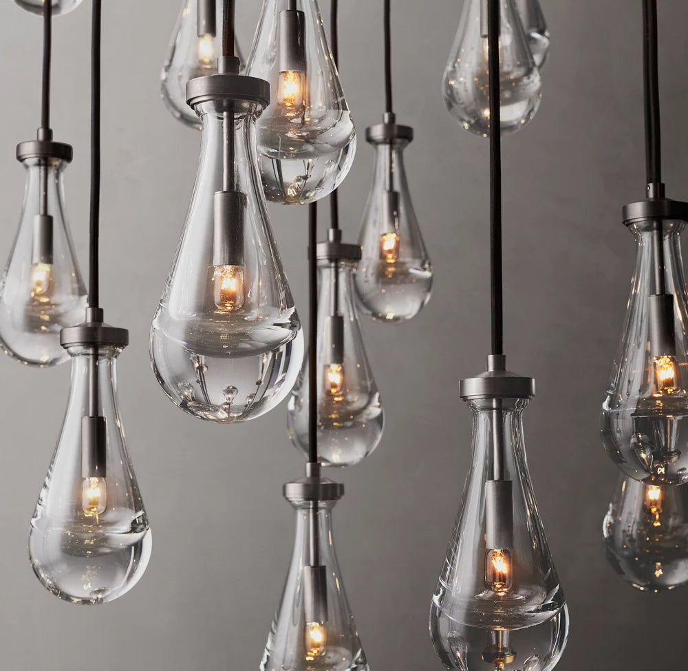 Monumental Artisan Glass Rain Chandelier