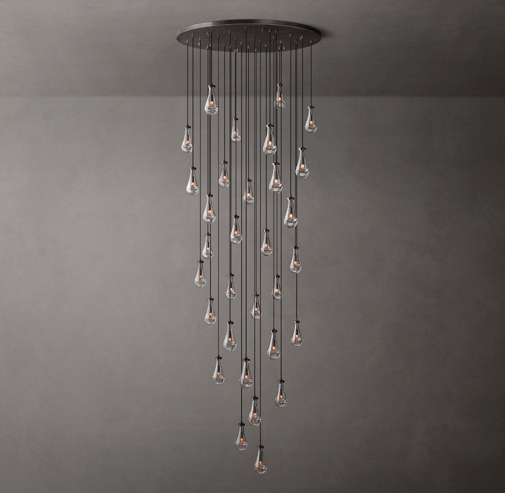 Monumental Artisan Glass Rain Chandelier