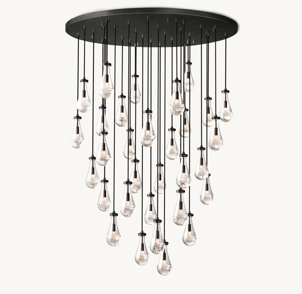 Monumental Artisan Glass Rain Chandelier