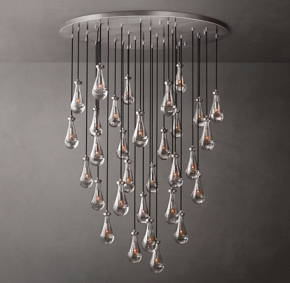 Monumental Artisan Glass Rain Chandelier