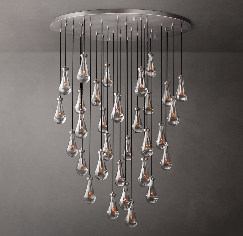 Monumental Artisan Glass Rain Chandelier
