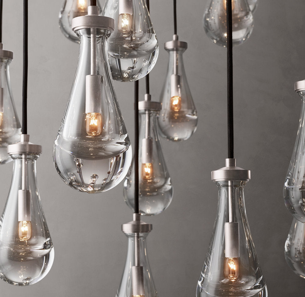 Monumental Artisan Glass Rain Chandelier