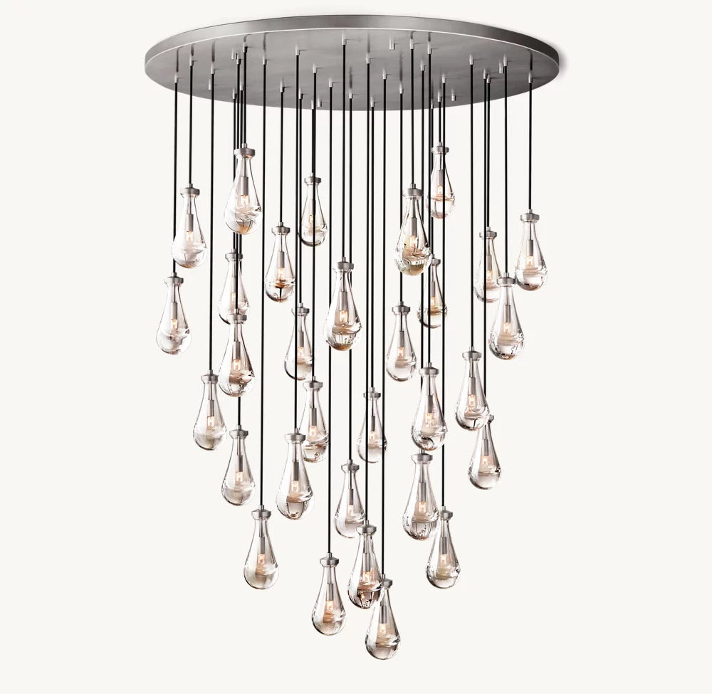 Monumental Artisan Glass Rain Chandelier