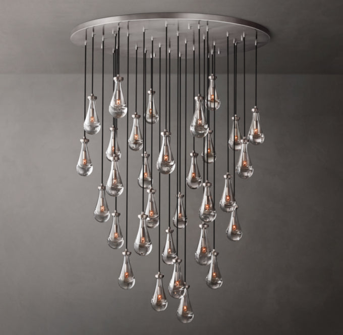 Monumental Artisan Glass Rain Chandelier