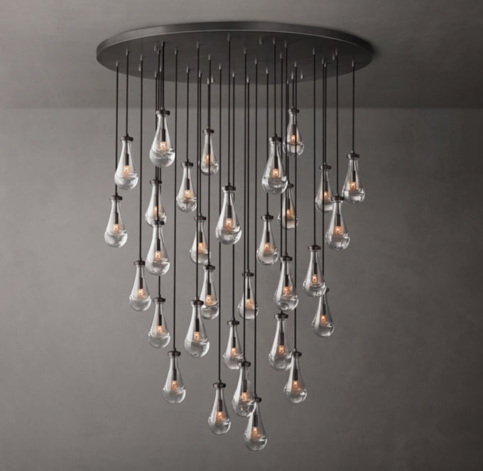 Monumental Artisan Glass Rain Chandelier