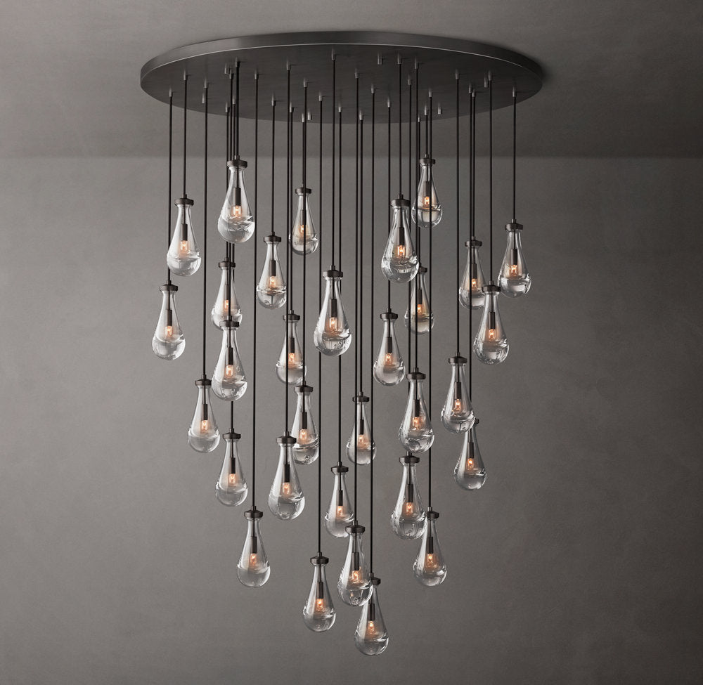 Monumental Artisan Glass Rain Chandelier