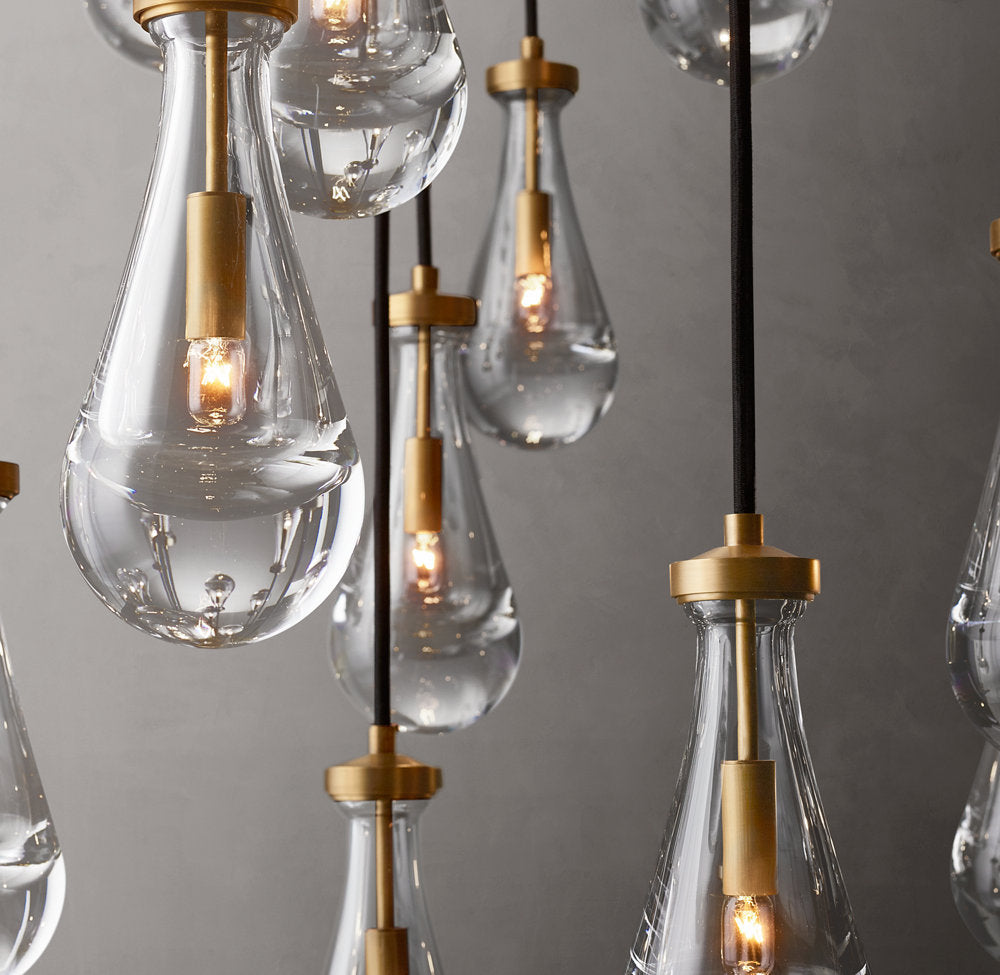 Monumental Artisan Glass Rain Chandelier