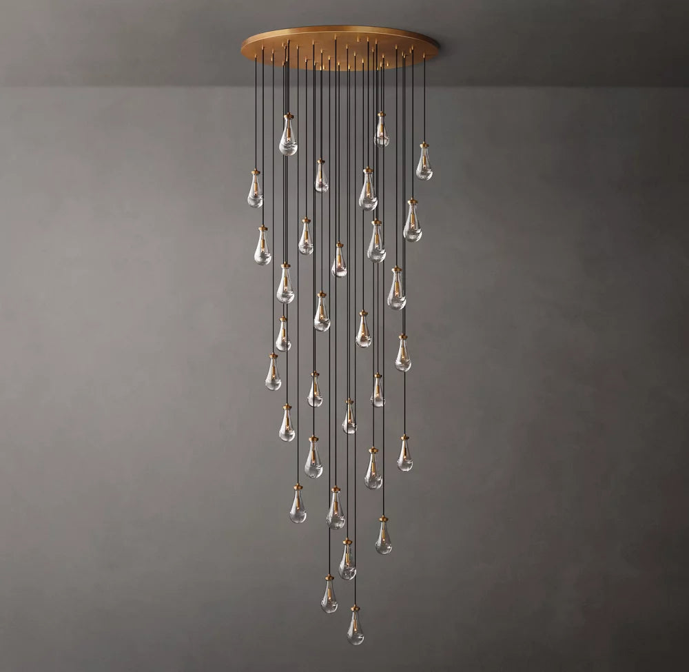 Monumental Artisan Glass Rain Chandelier
