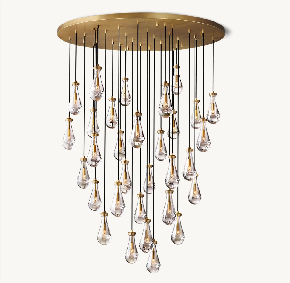 Monumental Artisan Glass Rain Chandelier