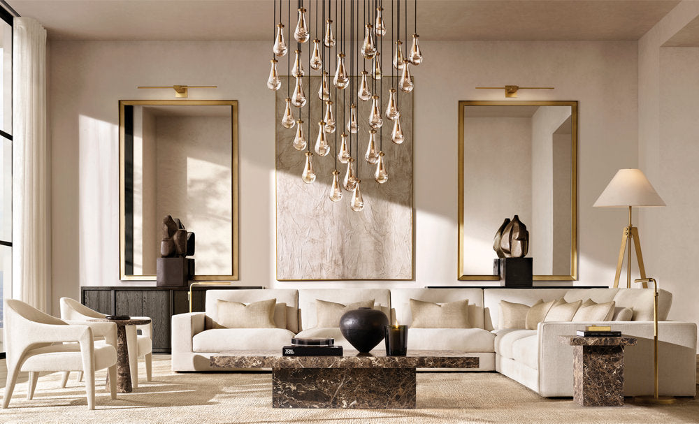 Monumental Artisan Glass Rain Chandelier