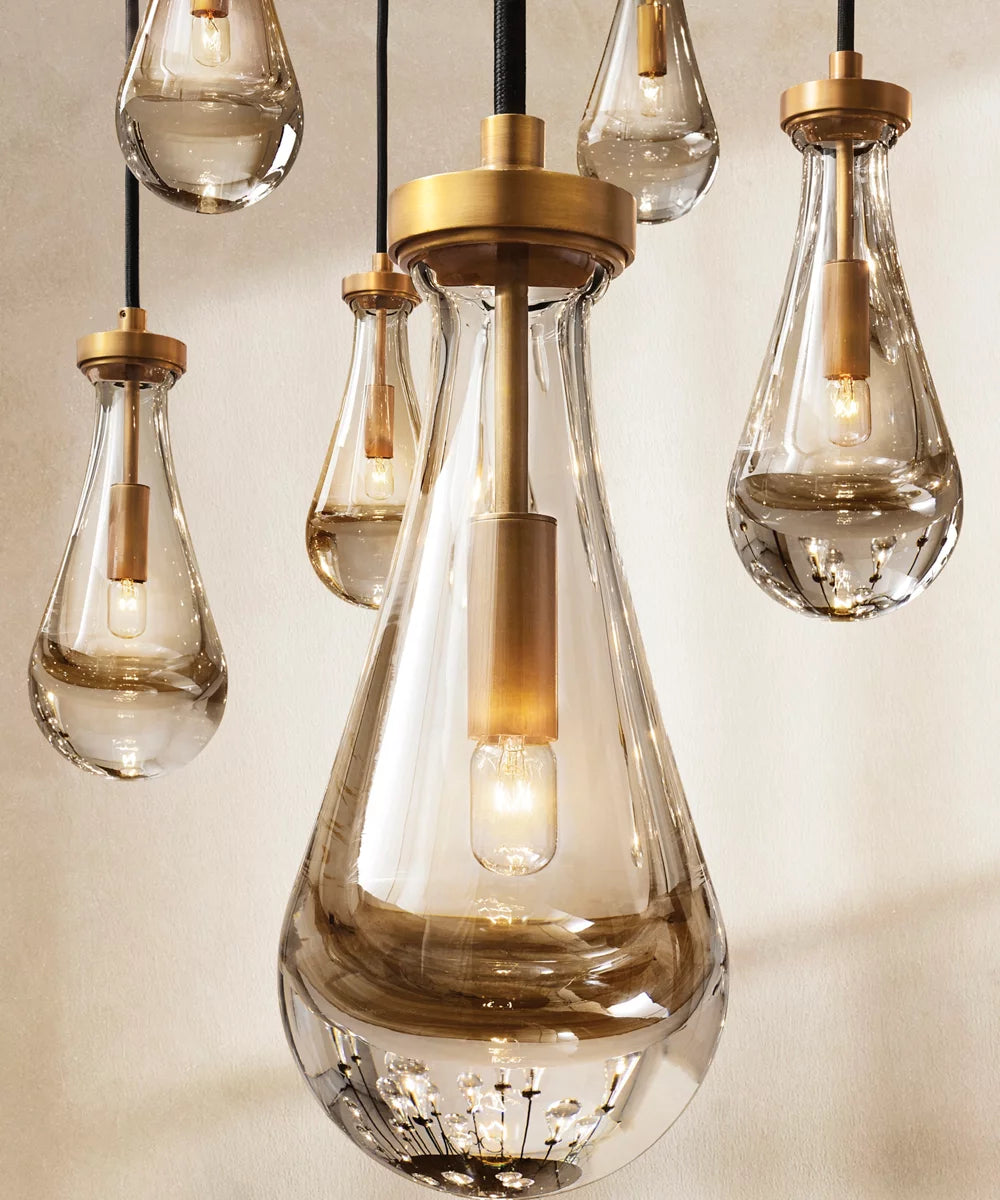 Monumental Artisan Glass Rain Chandelier
