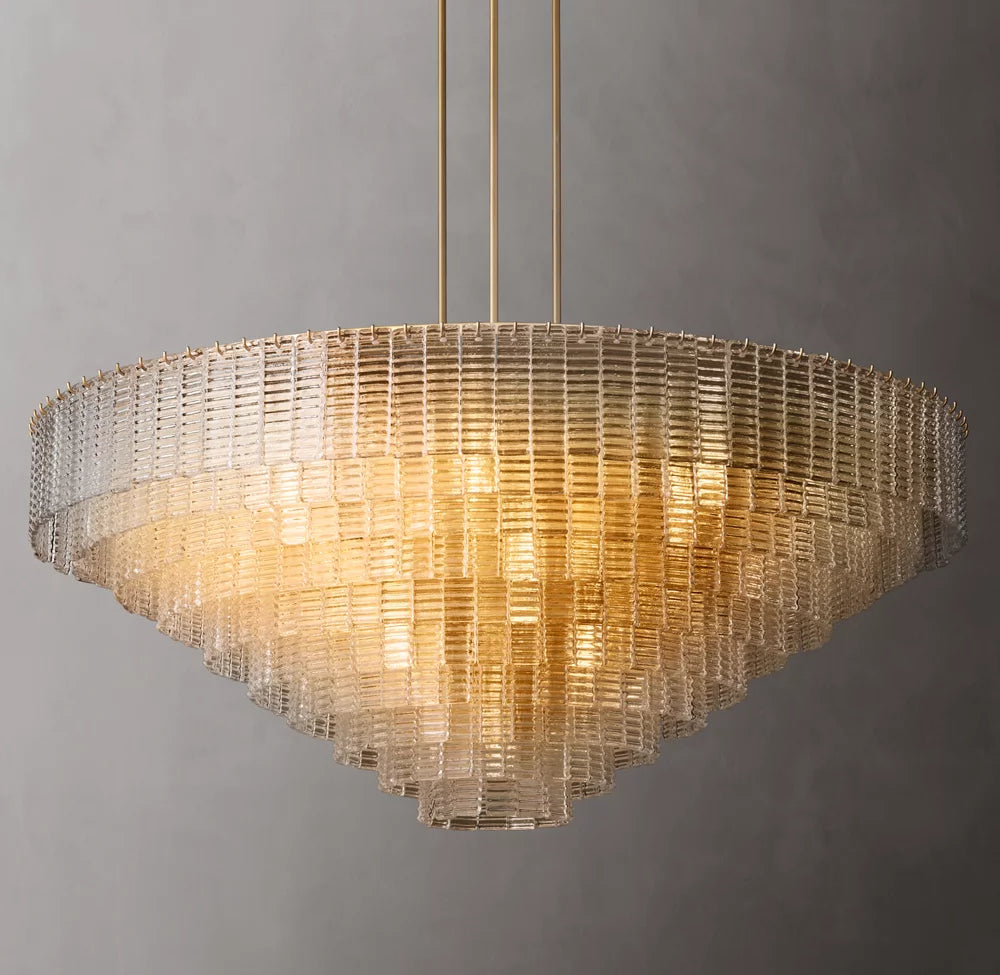 Monumental Cast Glass Dome Chandelier