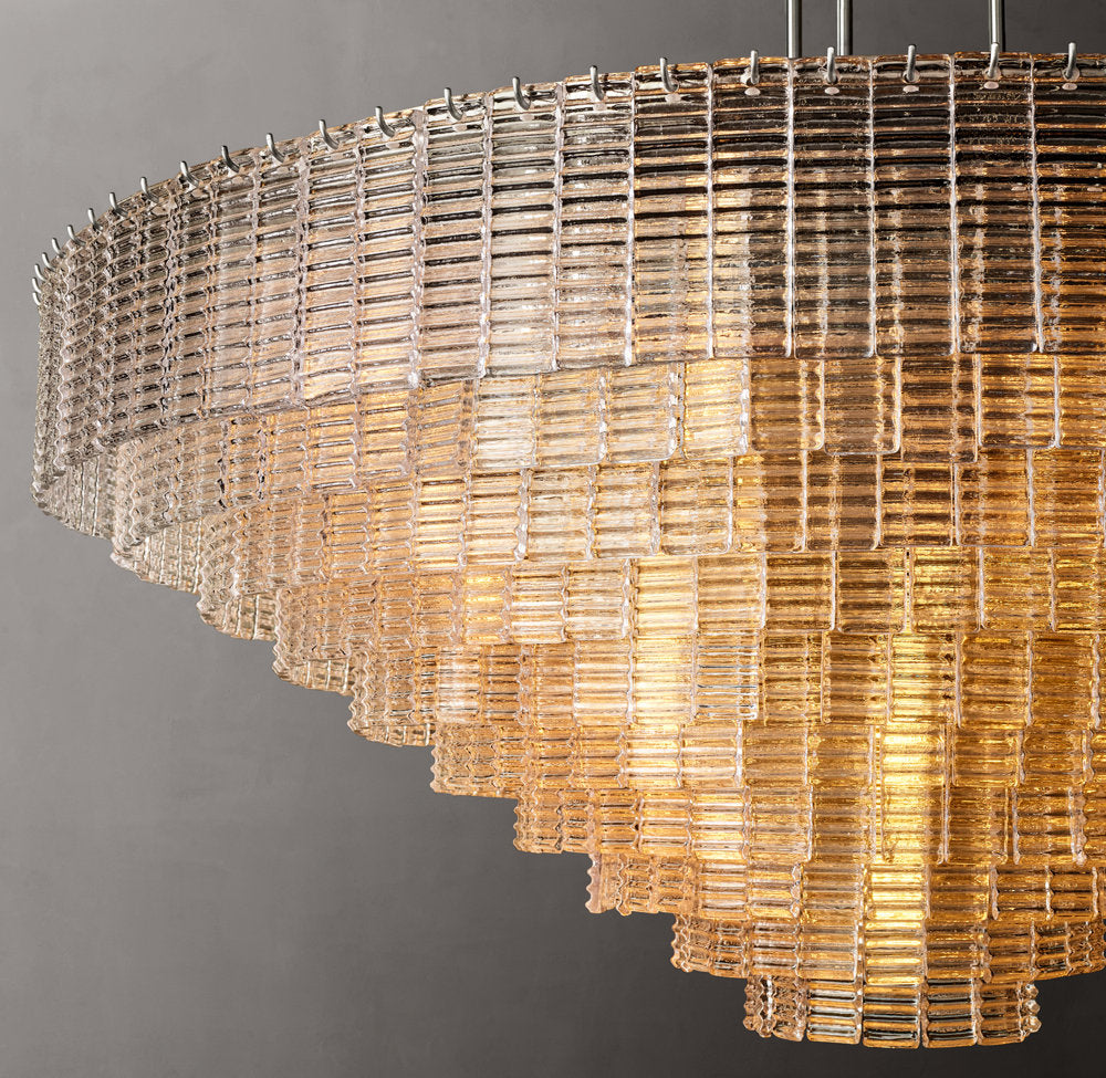 Monumental Cast Glass Dome Chandelier