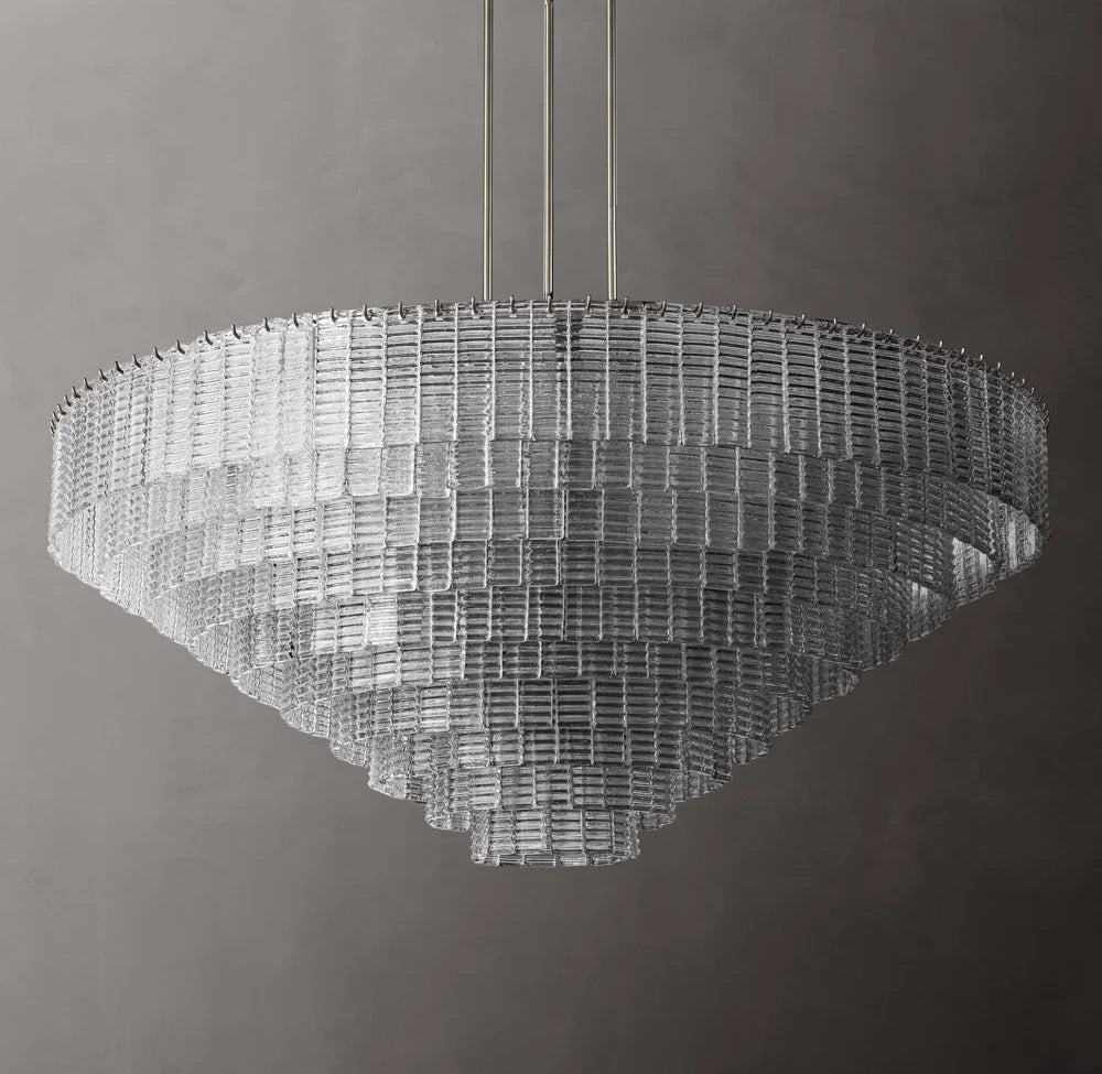Monumental Cast Glass Dome Chandelier