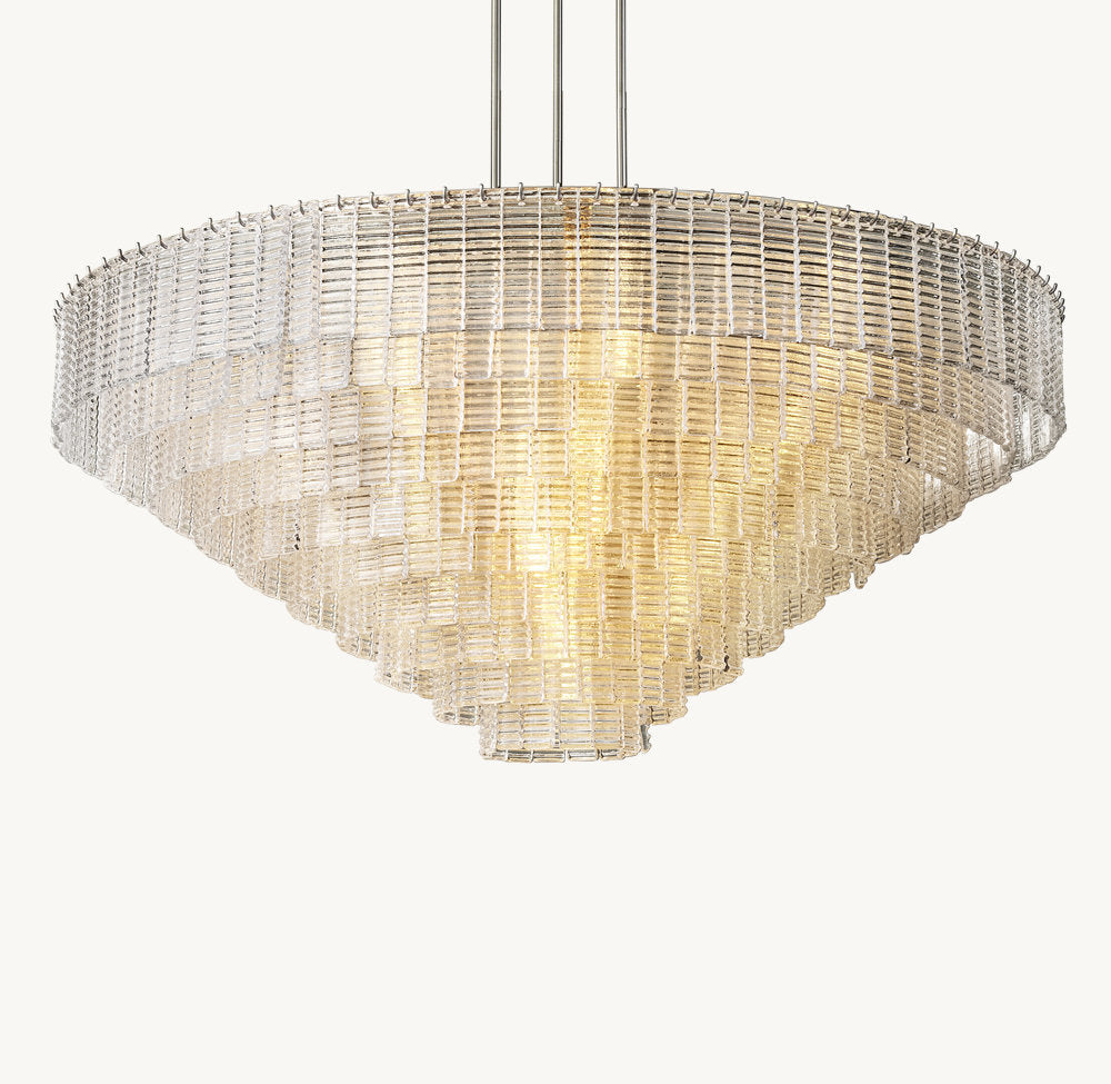 Monumental Cast Glass Dome Chandelier