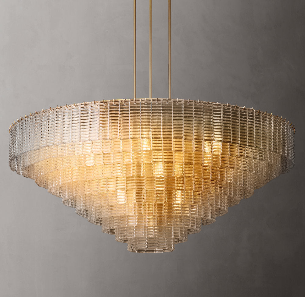 Monumental Cast Glass Dome Chandelier