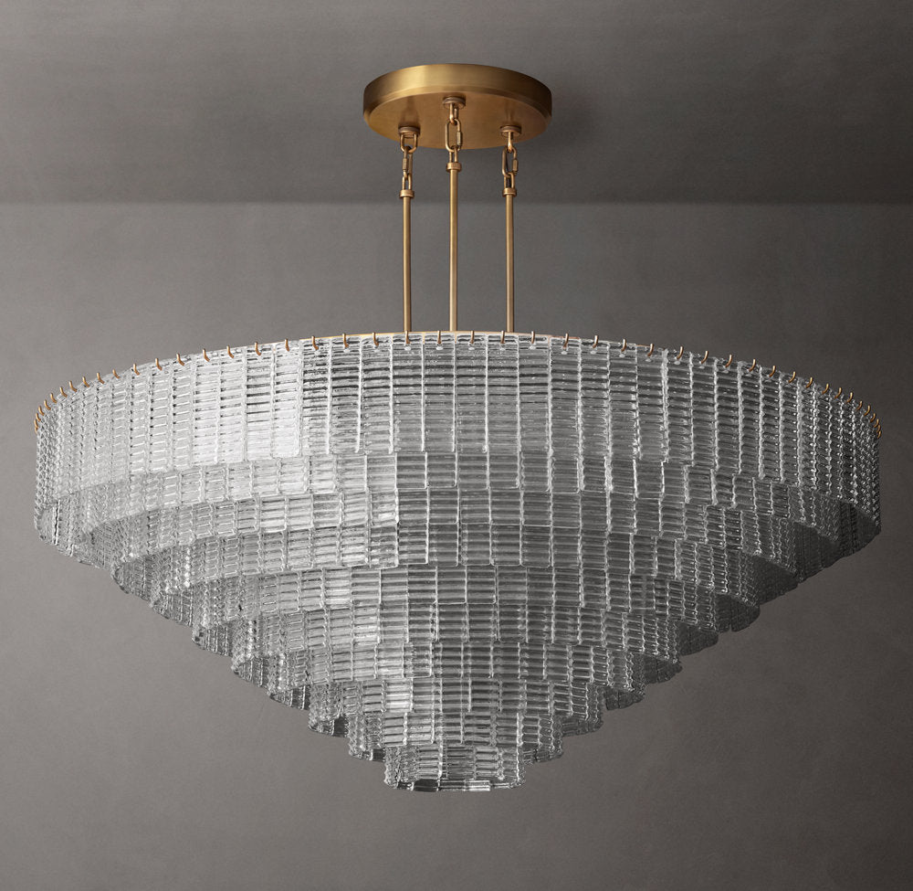 Monumental Cast Glass Dome Chandelier