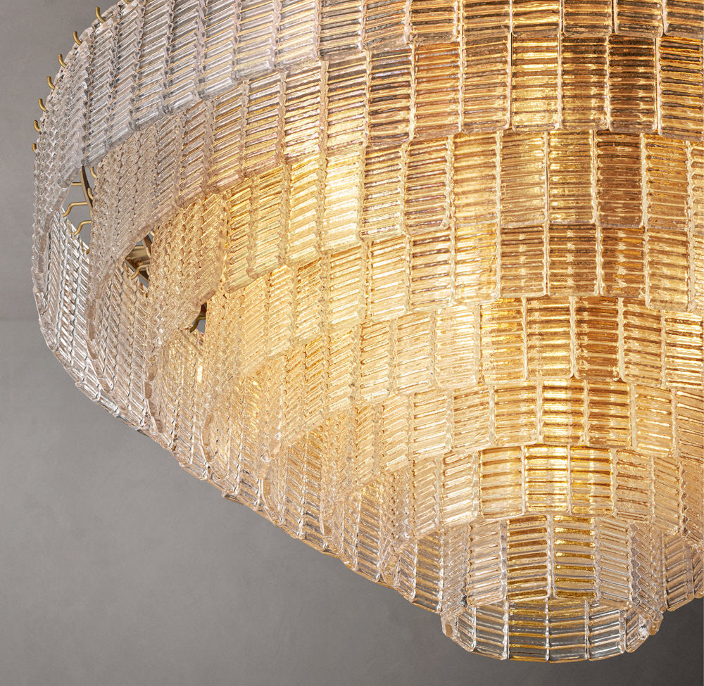 Monumental Cast Glass Dome Chandelier