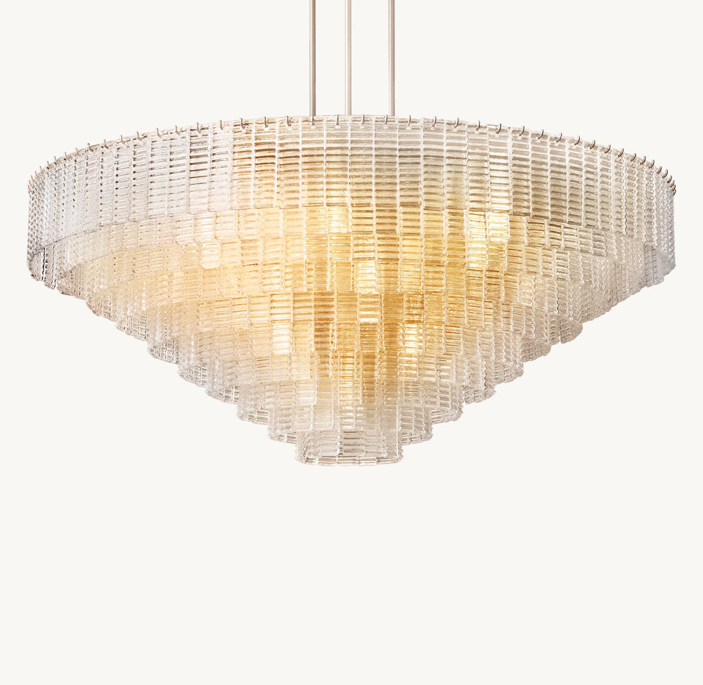 Monumental Cast Glass Dome Chandelier