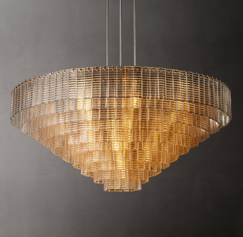 Monumental Cast Glass Dome Chandelier
