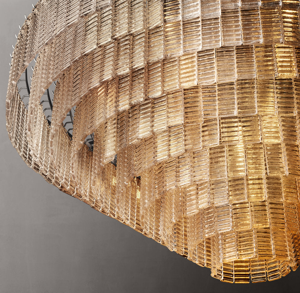 Monumental Cast Glass Dome Chandelier