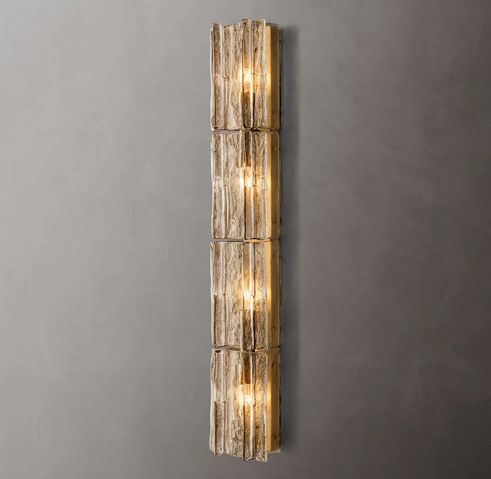 Monumental Rippled Smoke Glass Sconce