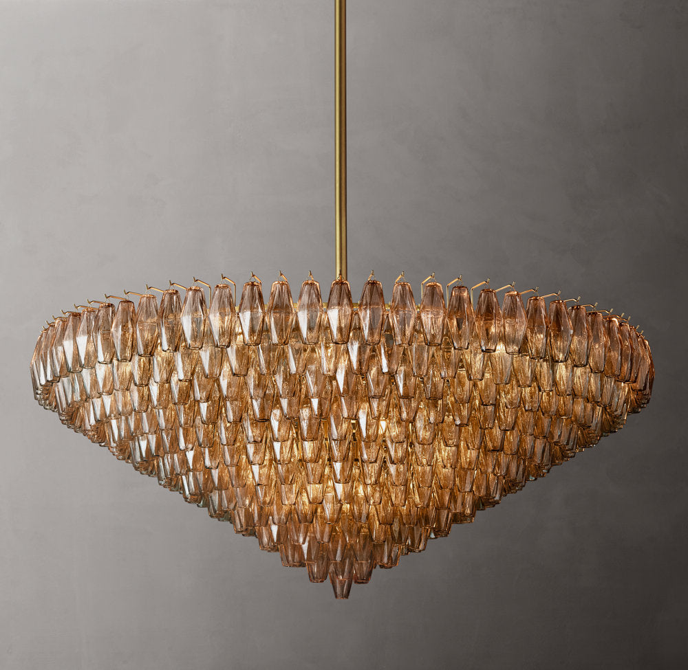 Monumental Smoke Glass Tiered Chandelier