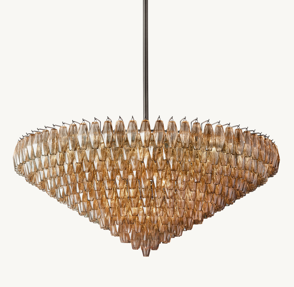 Monumental Smoke Glass Tiered Chandelier