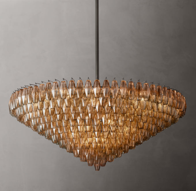 Monumental Smoke Glass Tiered Chandelier