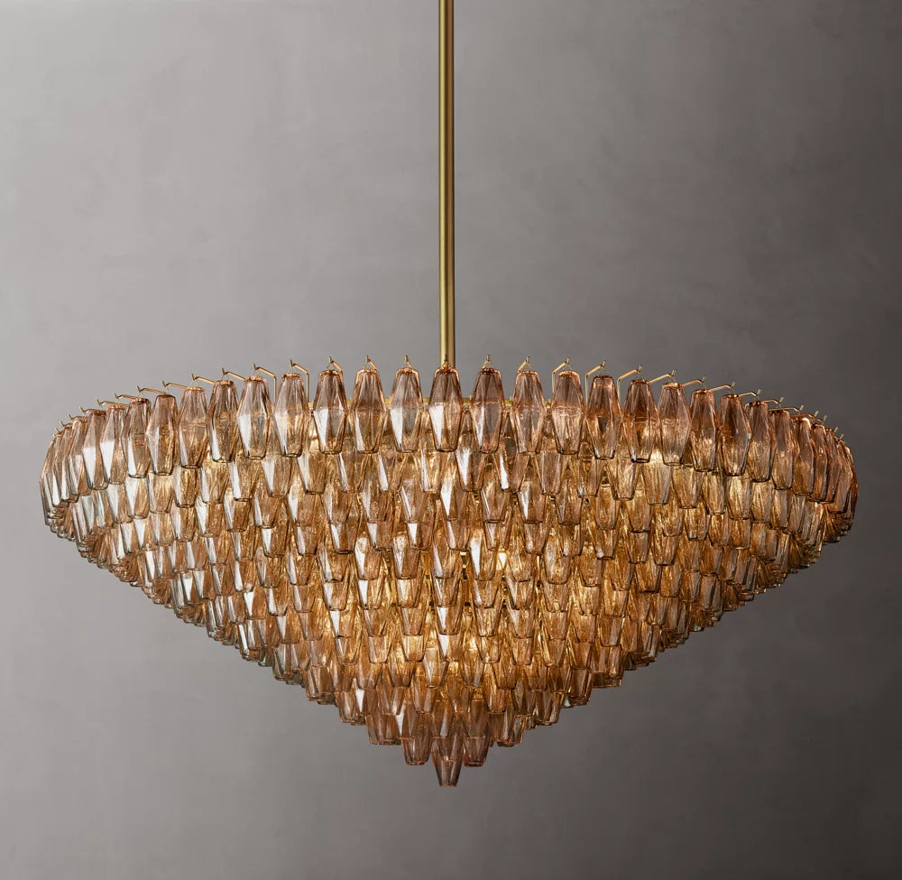 Monumental Smoke Glass Tiered Chandelier