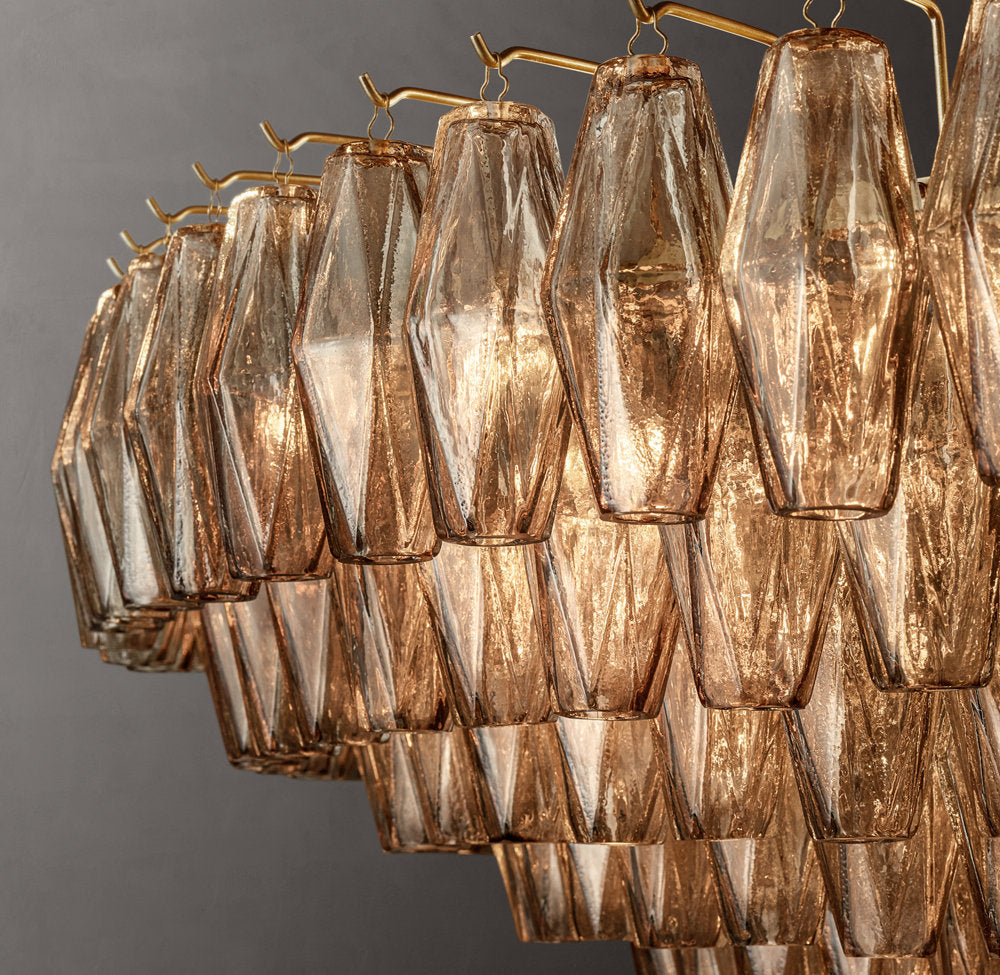 Monumental Smoke Glass Tiered Chandelier