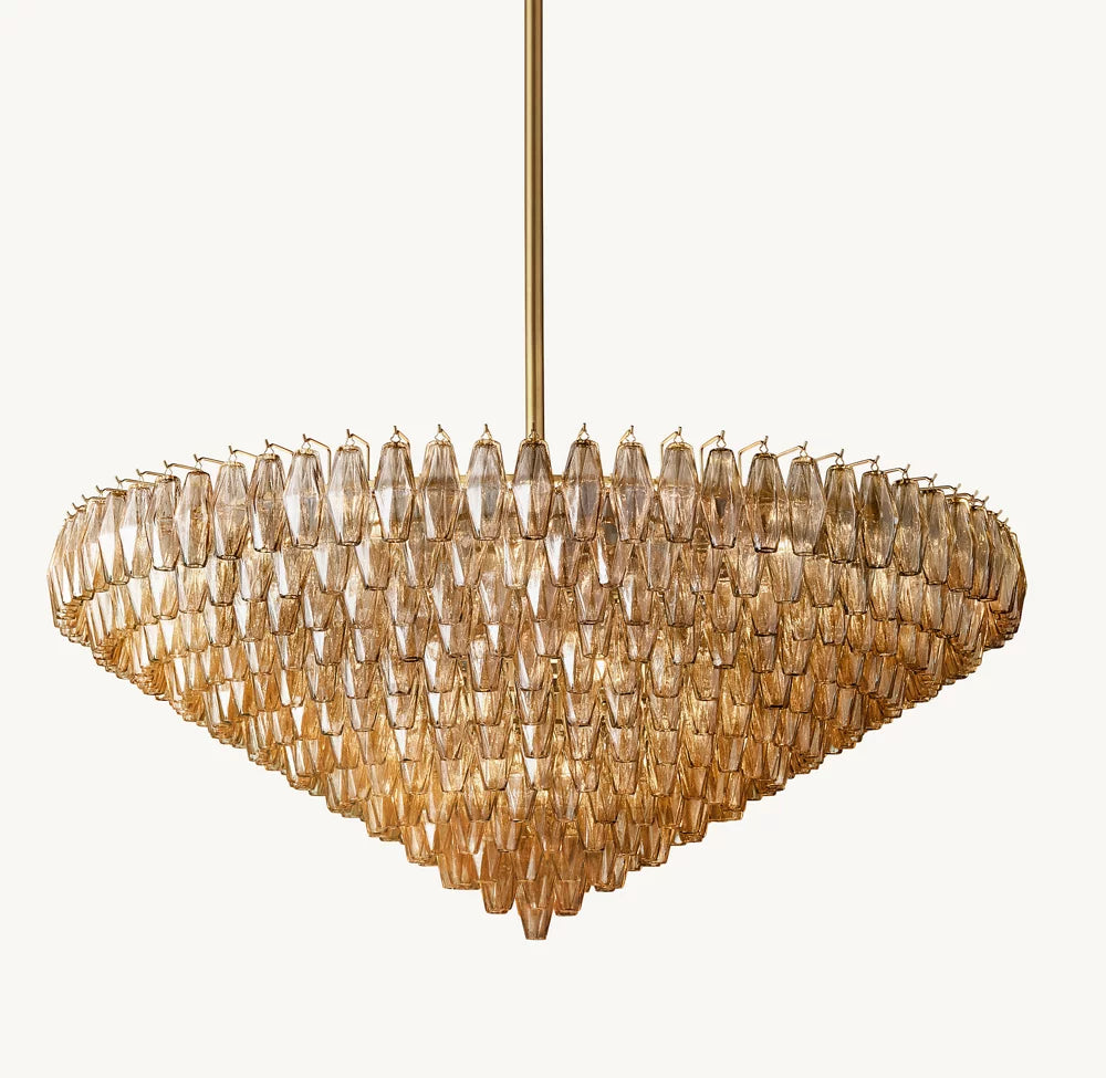 Monumental Smoke Glass Tiered Chandelier
