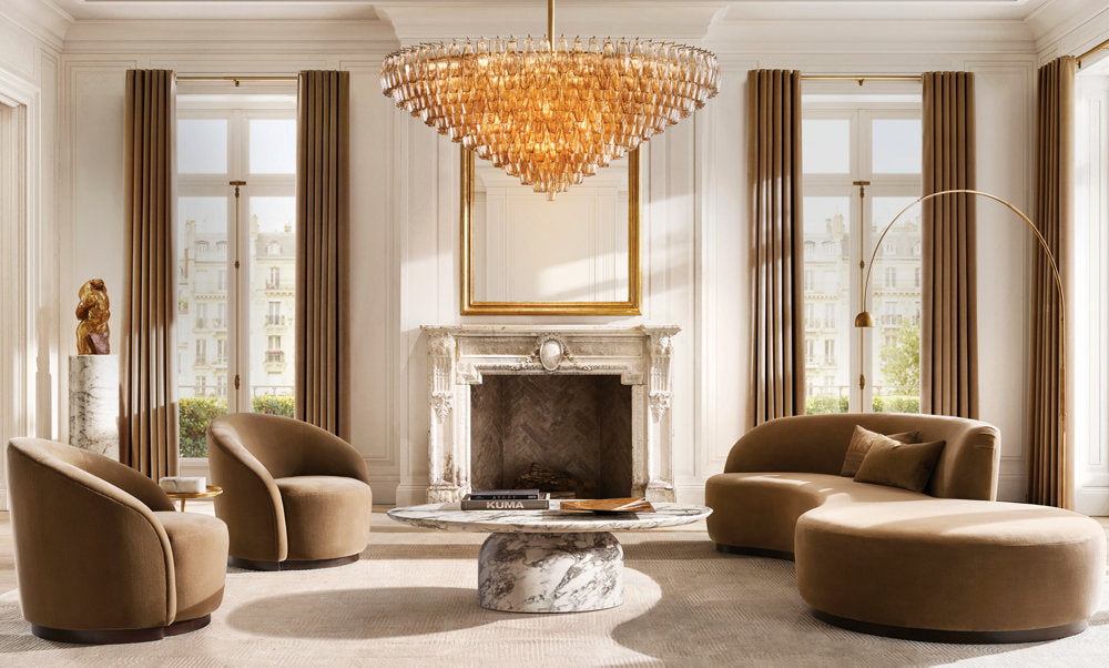Monumental Smoke Glass Tiered Chandelier