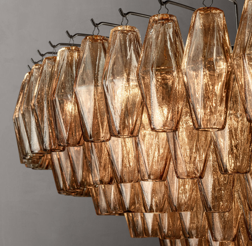 Monumental Smoke Glass Tiered Chandelier