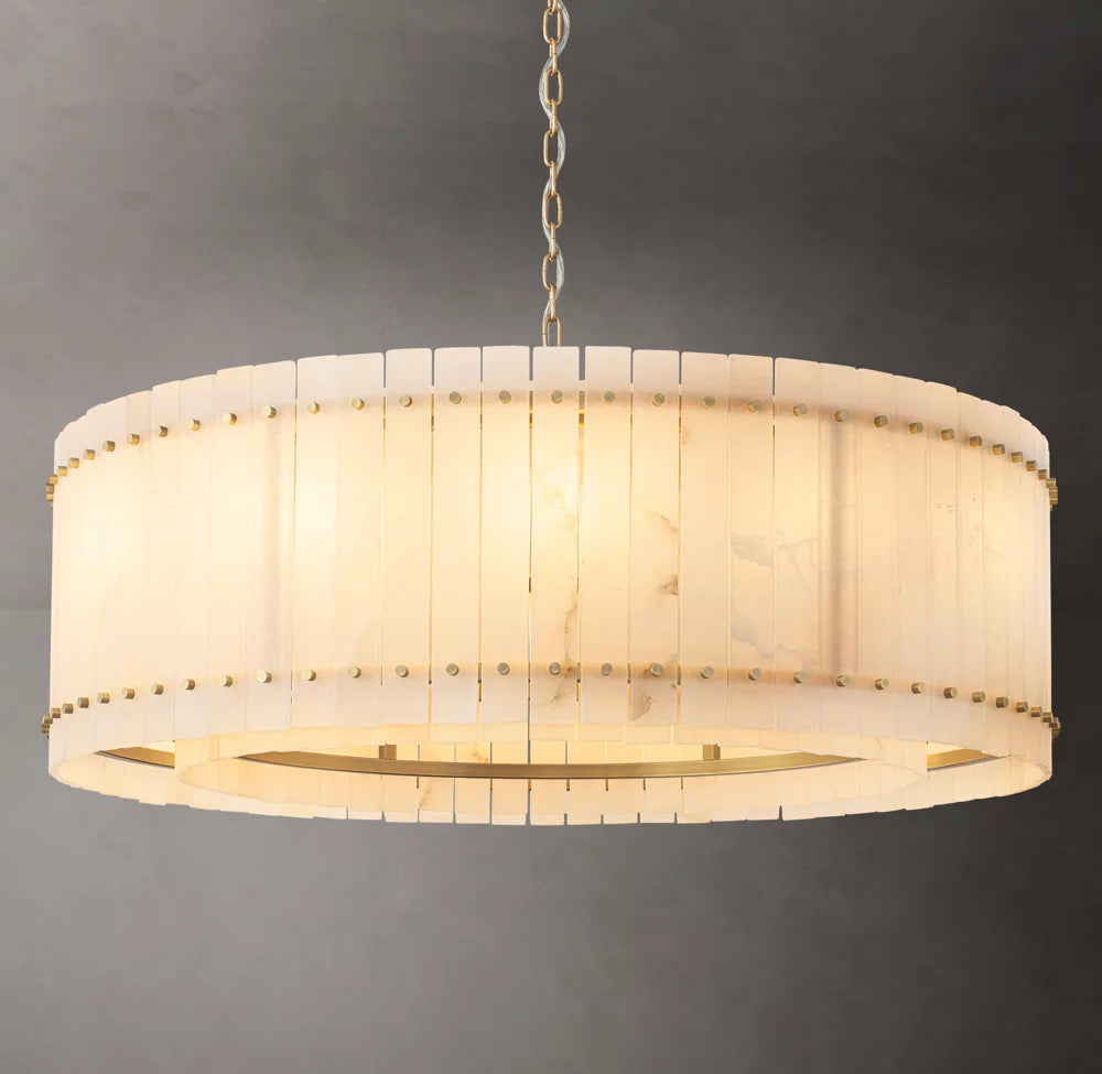 Natural Alabaster Panel Ring Chandelier