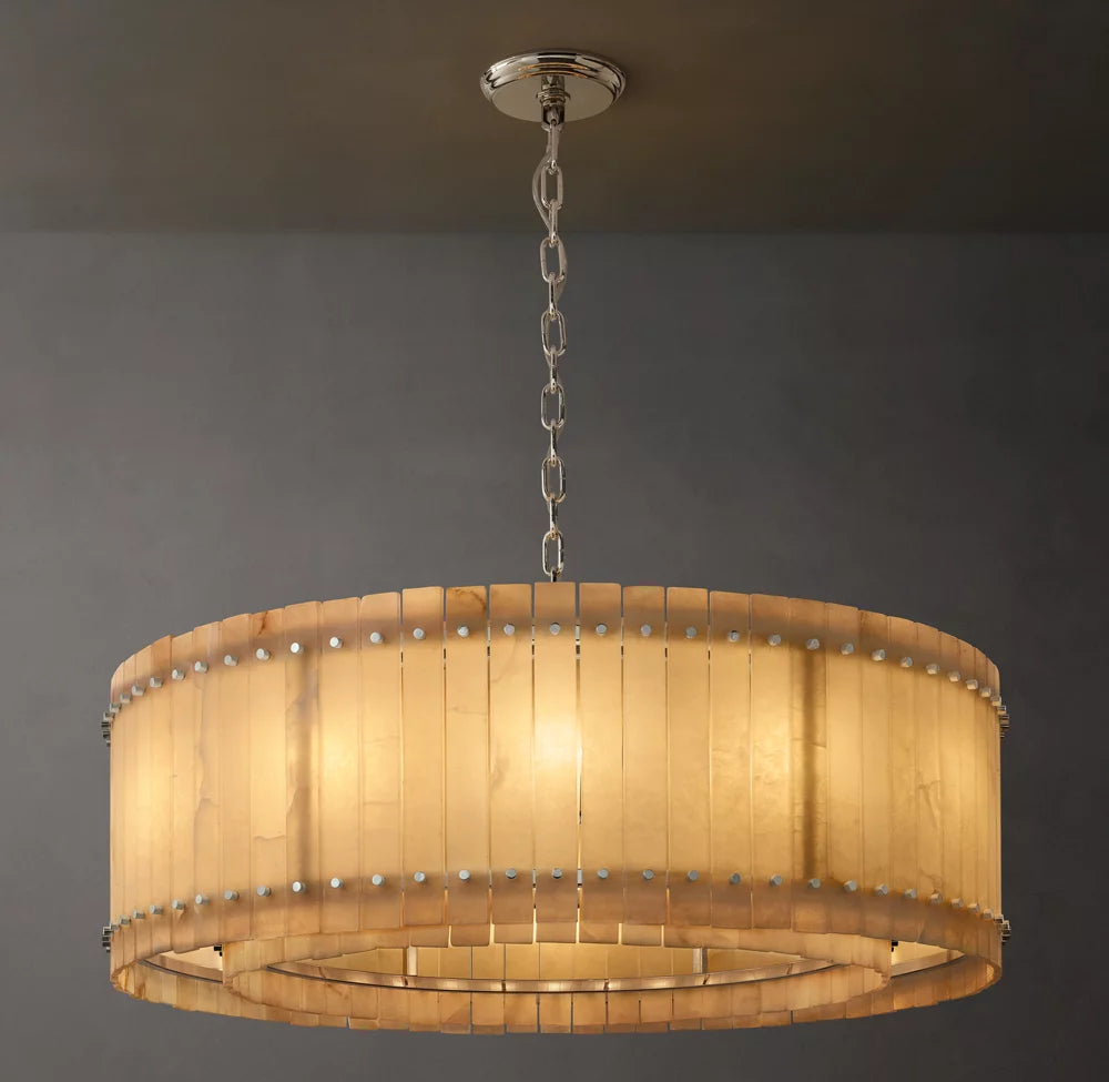 Natural Alabaster Panel Ring Chandelier