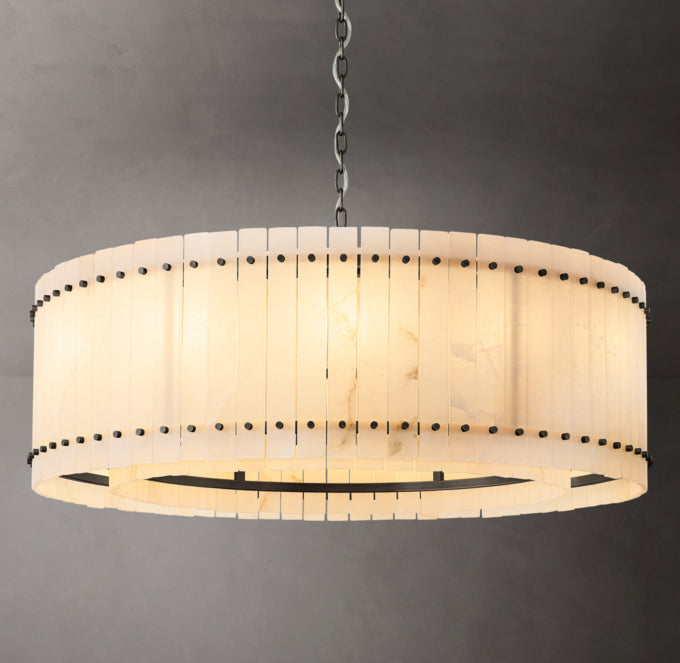 Natural Alabaster Panel Ring Chandelier