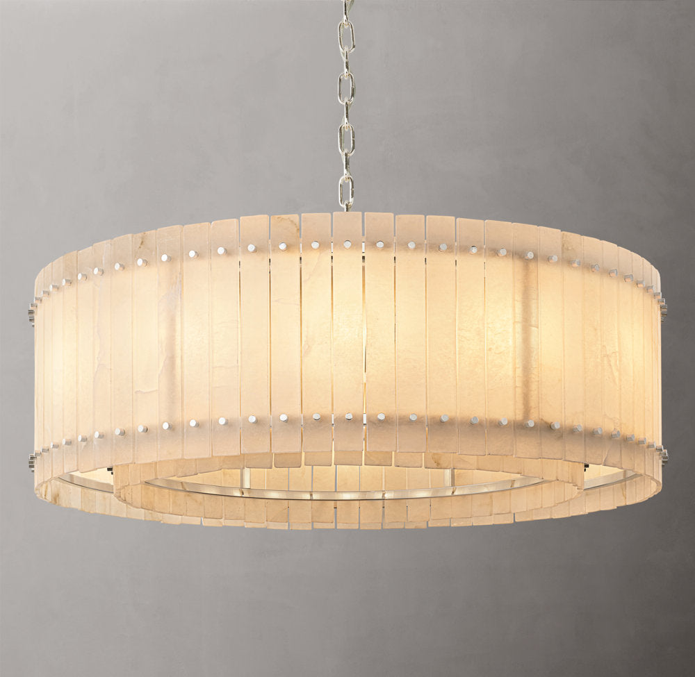 Natural Alabaster Panel Ring Chandelier