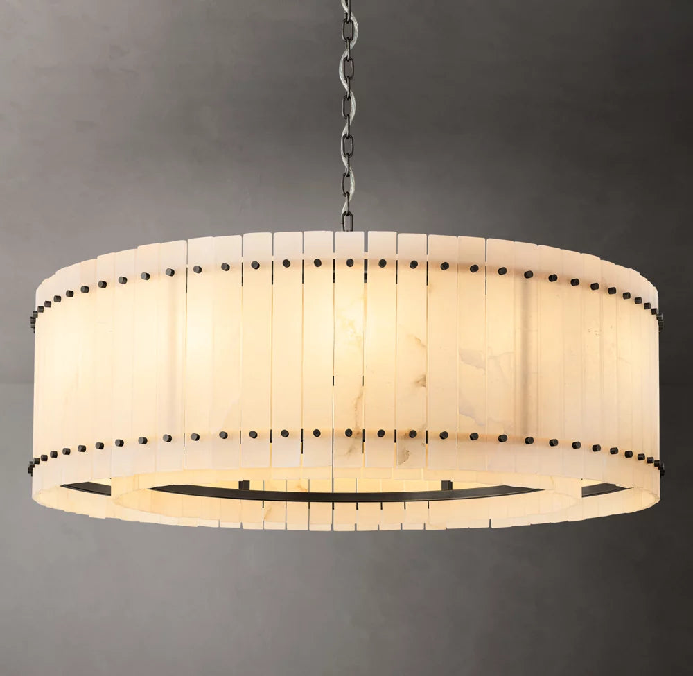 Natural Alabaster Panel Ring Chandelier