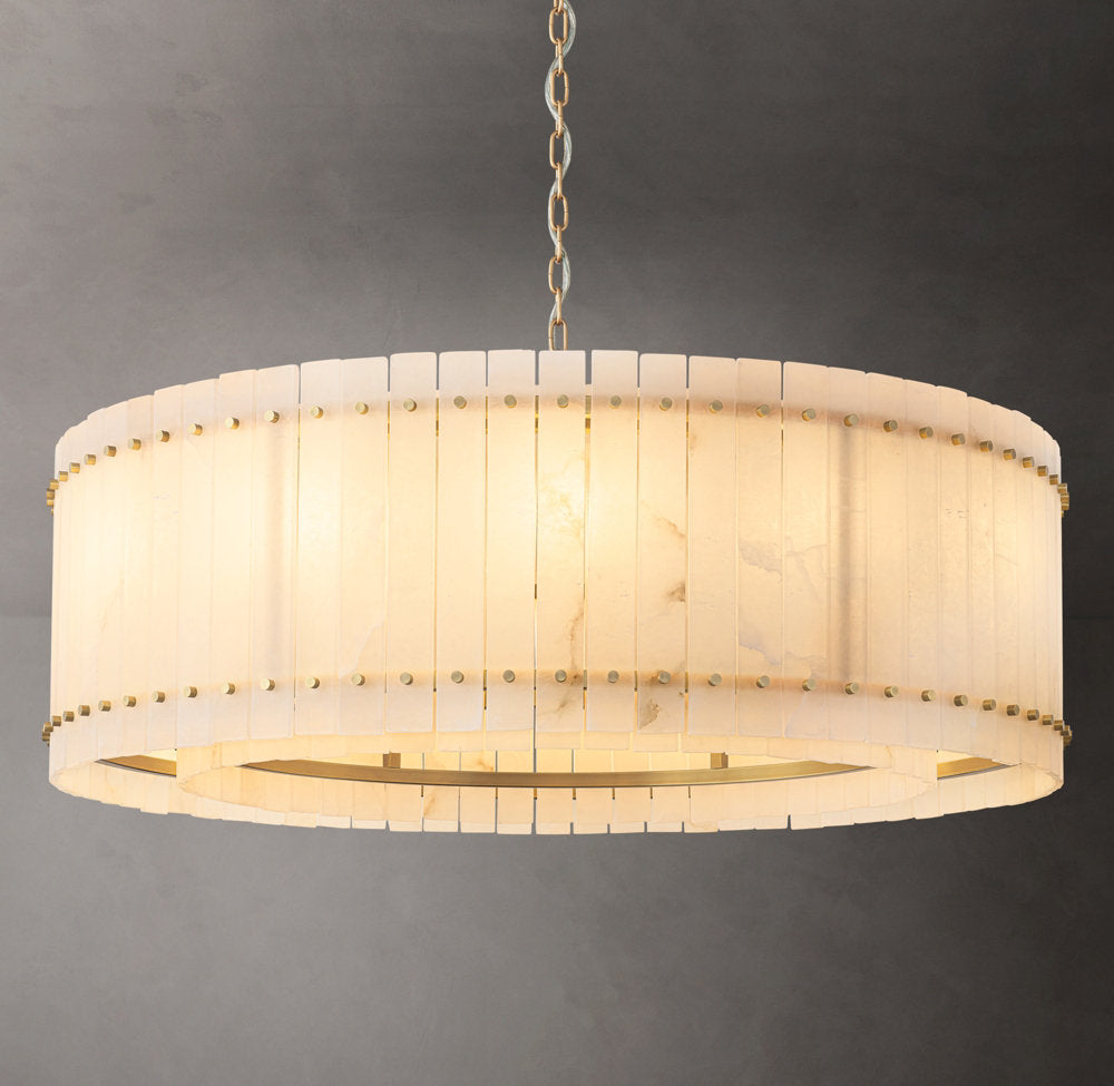 Natural Alabaster Panel Ring Chandelier