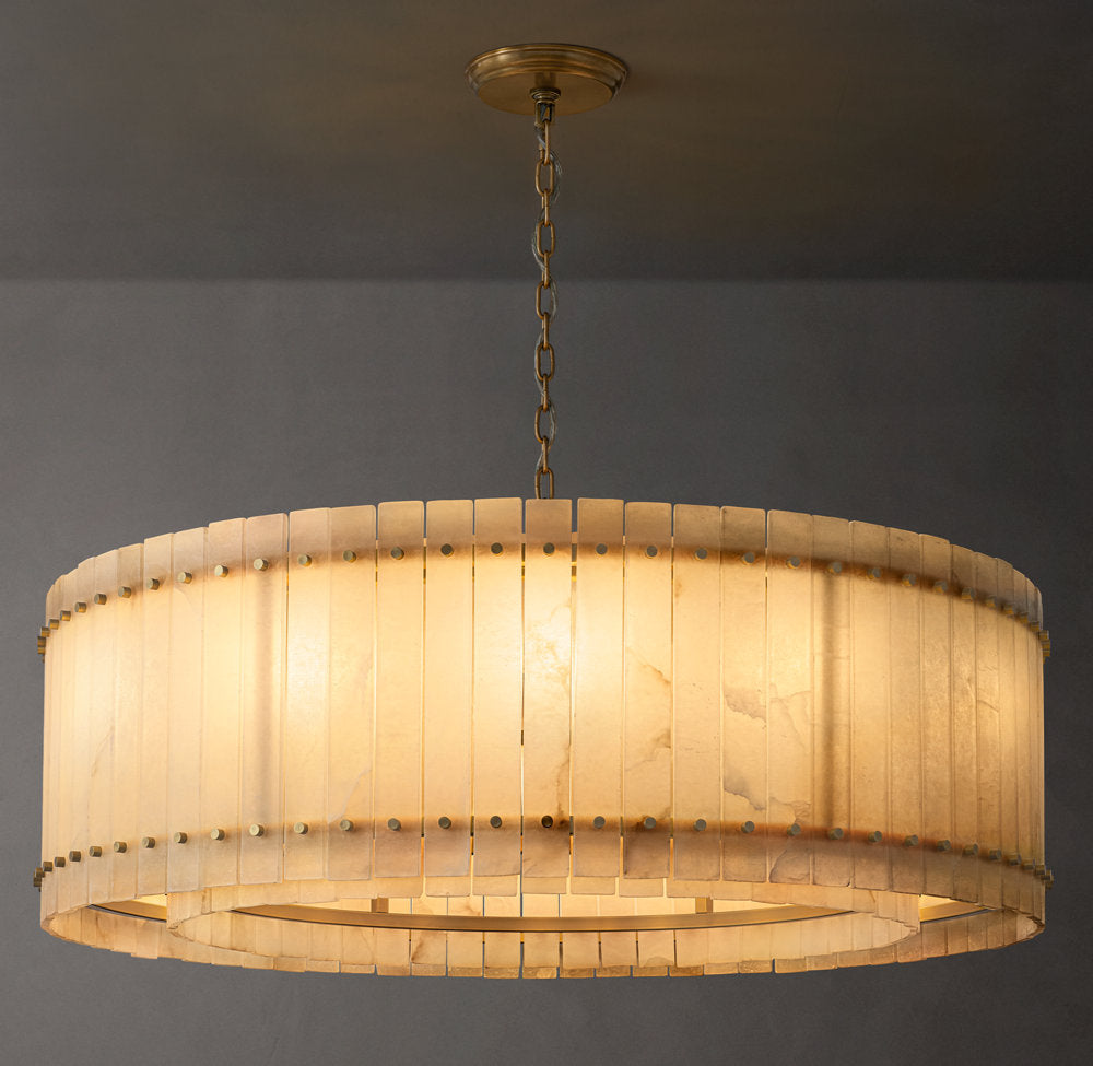 Natural Alabaster Panel Ring Chandelier