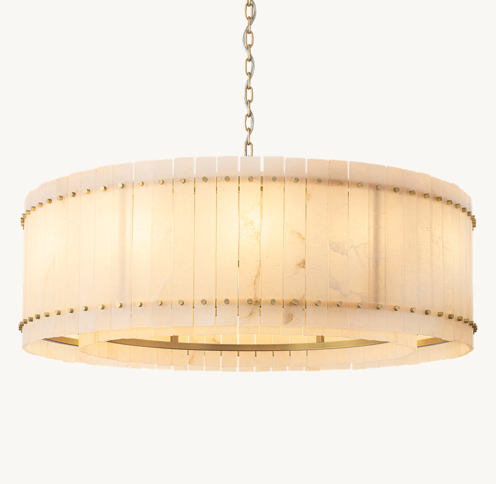 Natural Alabaster Panel Ring Chandelier