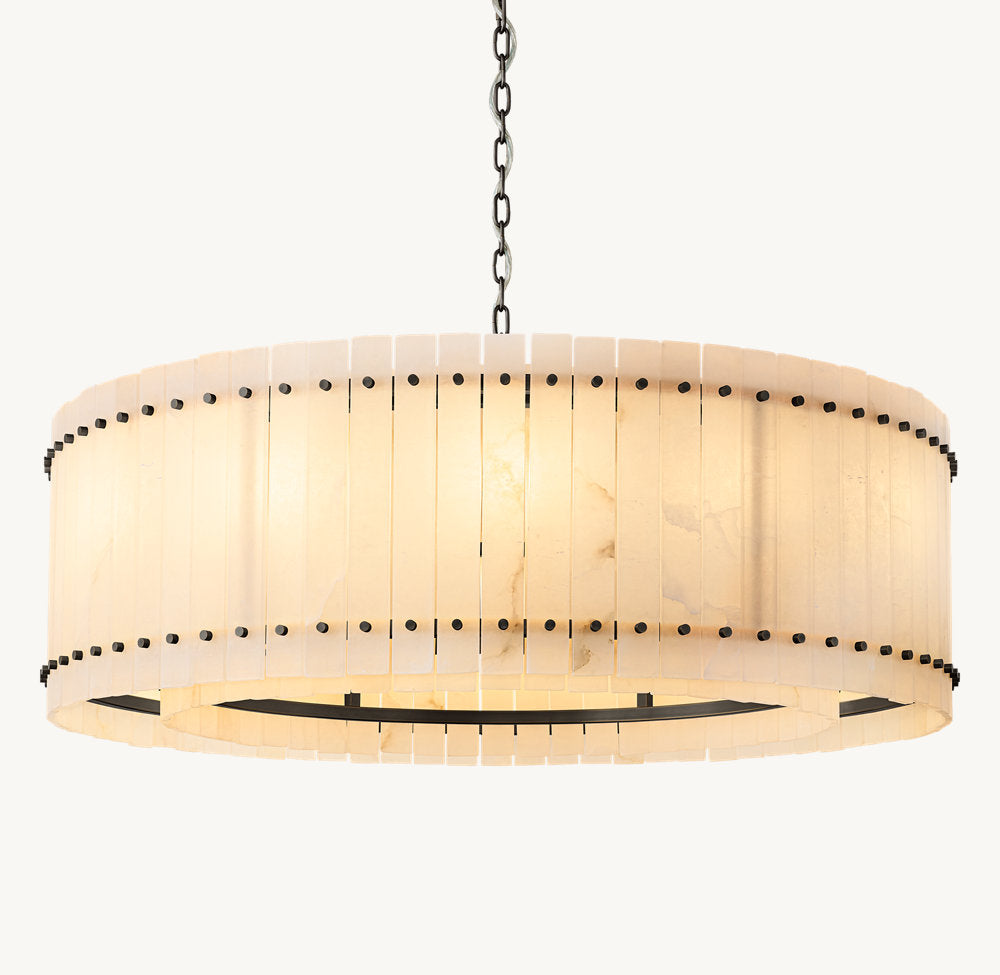 Natural Alabaster Panel Ring Chandelier