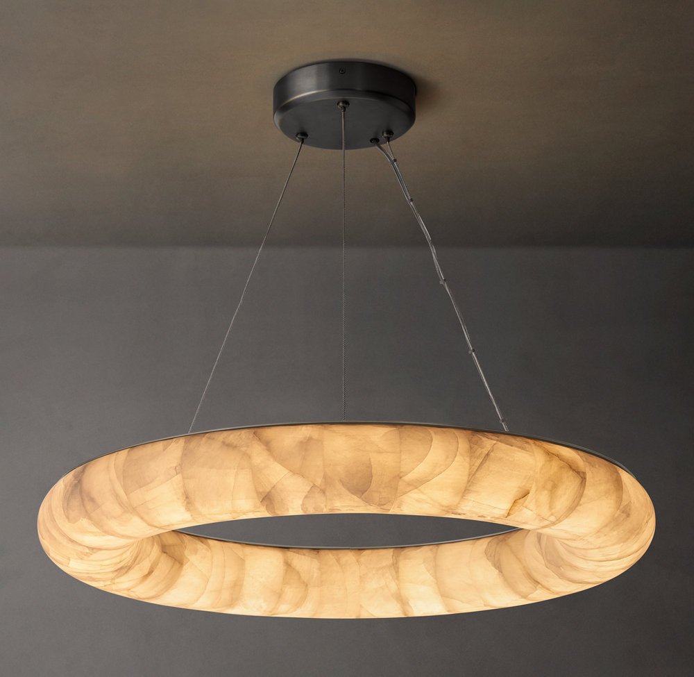 Natural Calcite Halo LED Chandelier