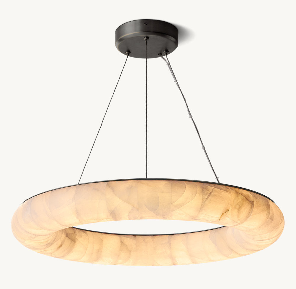 Natural Calcite Halo LED Chandelier