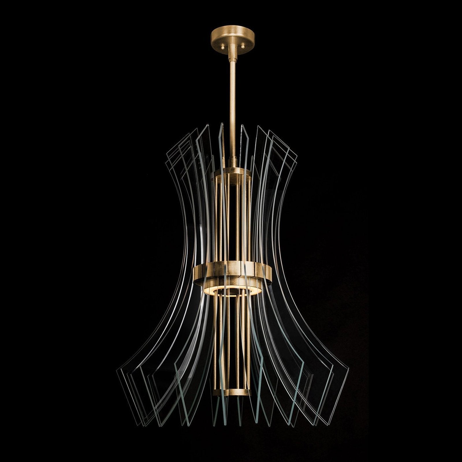 Newton Crystal Plane LED Pendant / Down / Gold