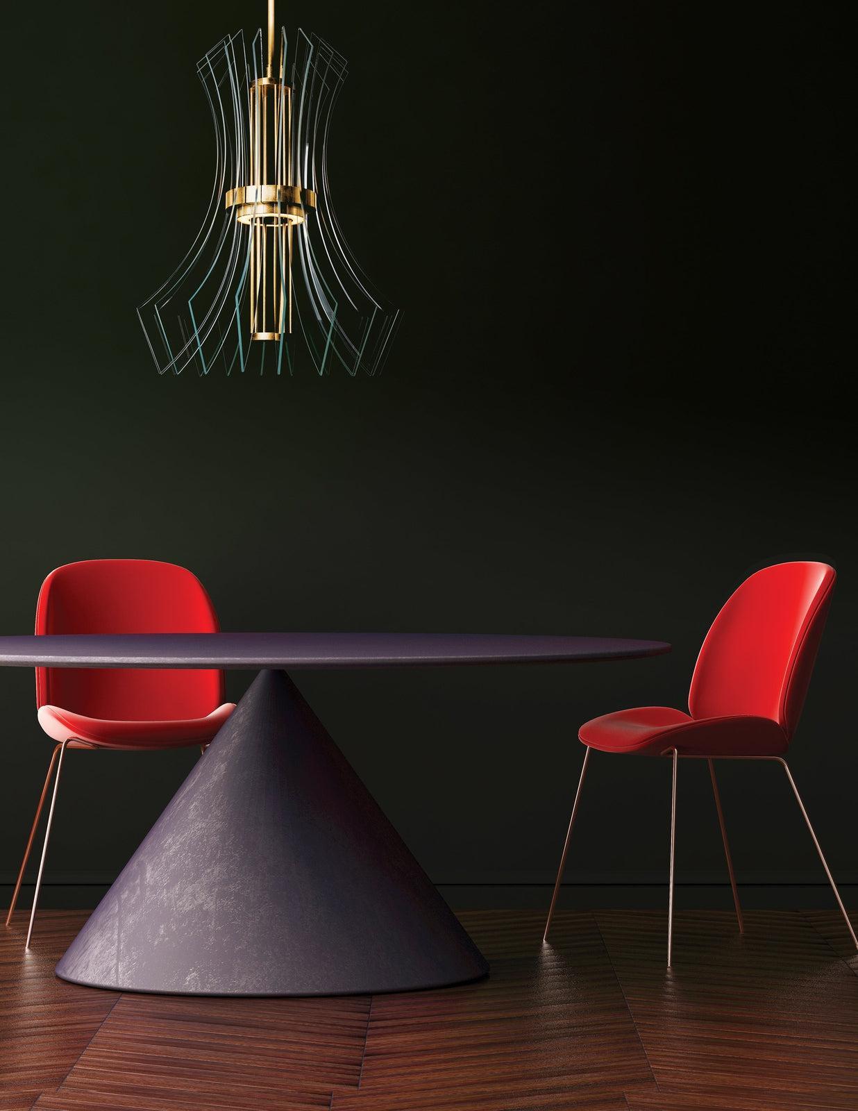 Newton Crystal Plane LED Pendant / Down / Silver